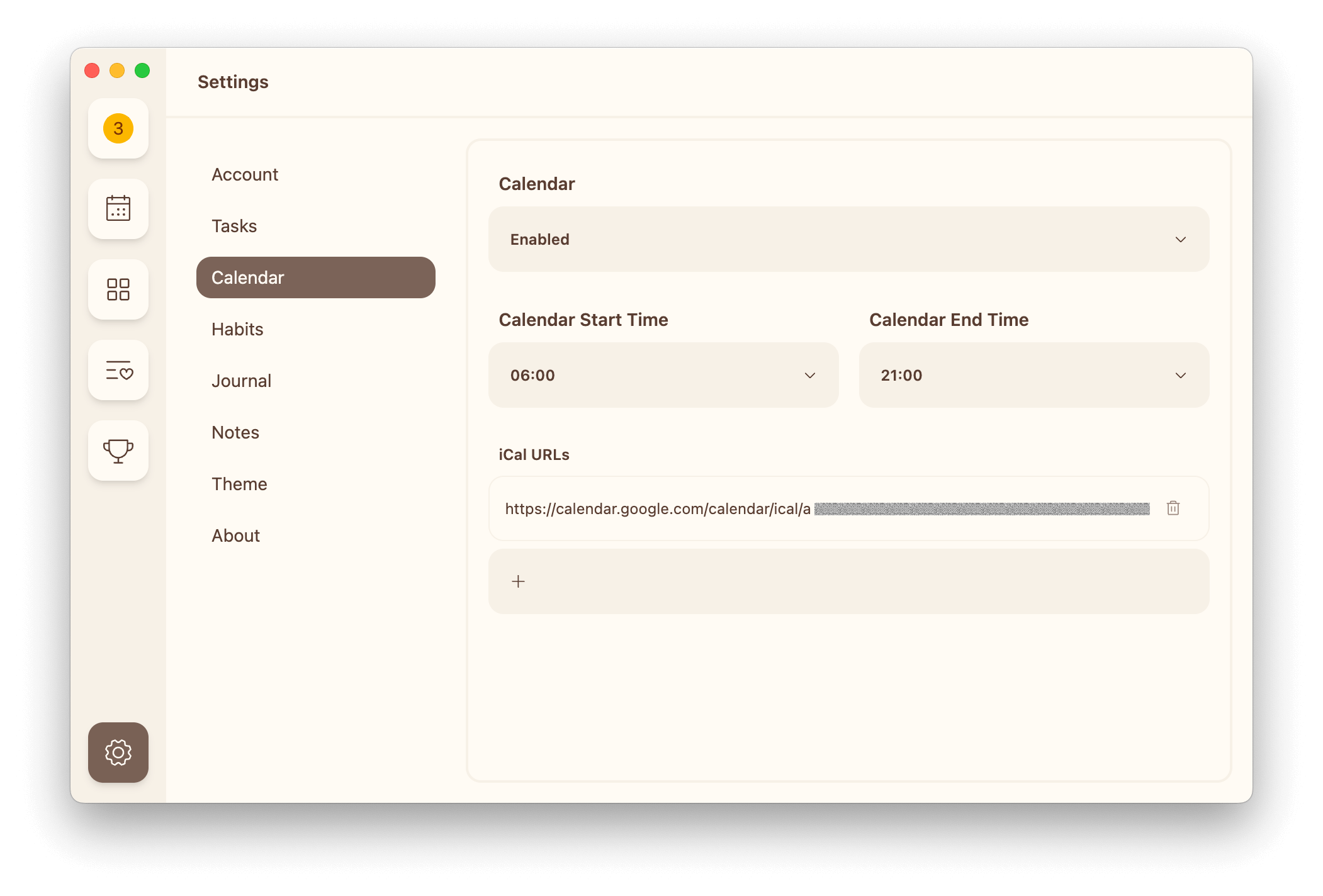 Calendar Settings